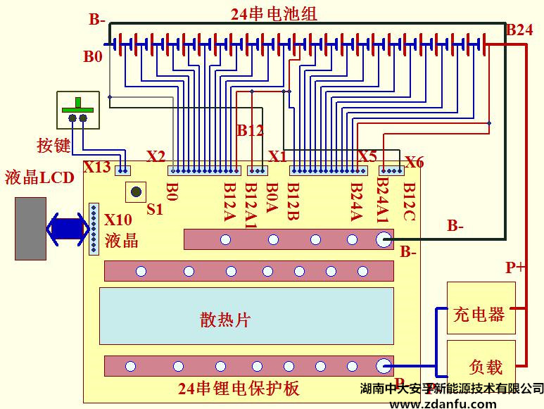 24串150A锂电池保护板接线图